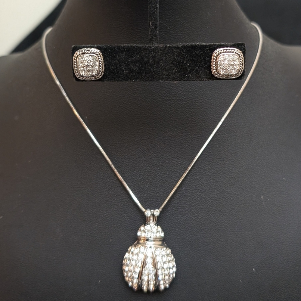 #100. “MOTHER’S DAY”Lucky Ladybug” Cubic Zirconias Necklace and Vintage Earrings